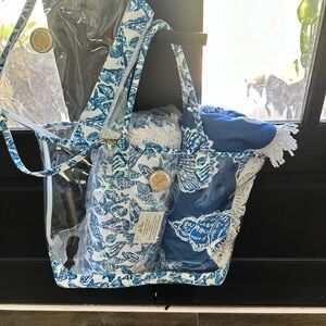 Lilly Pulitzer Blue and White Print Tote Bag